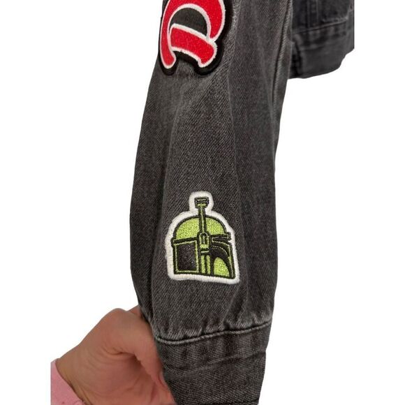 We Love Fine by Goldie Star Wars Patchwork Denim Jacket Black Sith Darkside Smal - Picture 7 of 10